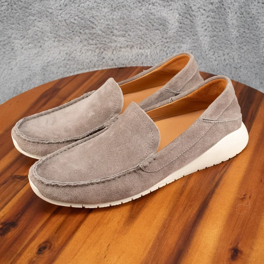 OluKai Ka'a Loafer Men Size10.5 Slip On Shoes in Grey Leather Suede $140